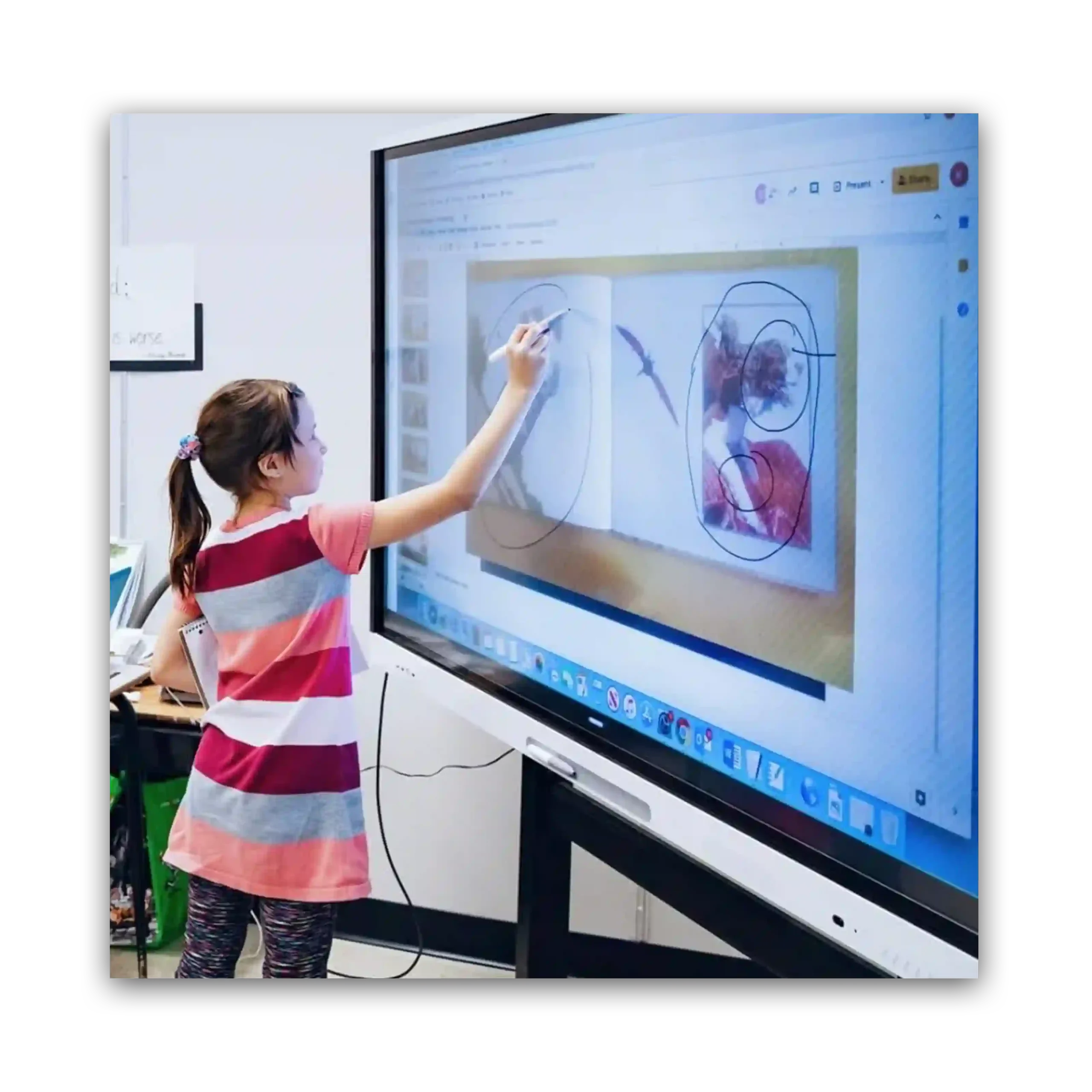 Student using interactive LED display for learning