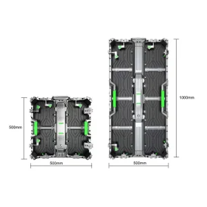 Two modular stage platforms displayed with dimensions of 500mm by 1000mm and 500mm by 500mm.