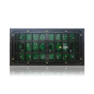 Backside view of an LED display panel showing circuit boards and connectors.