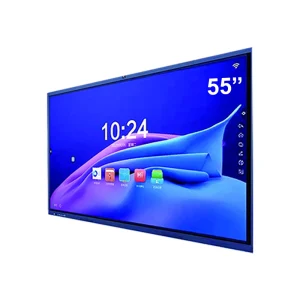 55-inch digital display screen with a blue background and interface icons.