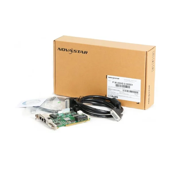 NovaStar PM800 control card with cables and installation materials in a box.