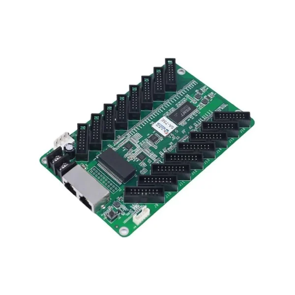 Electronic circuit board featuring multiple connectors and ports for various applications.