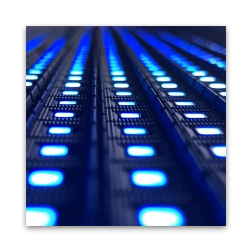 Close-up view of a blue LED light panel with evenly spaced illuminated sections.