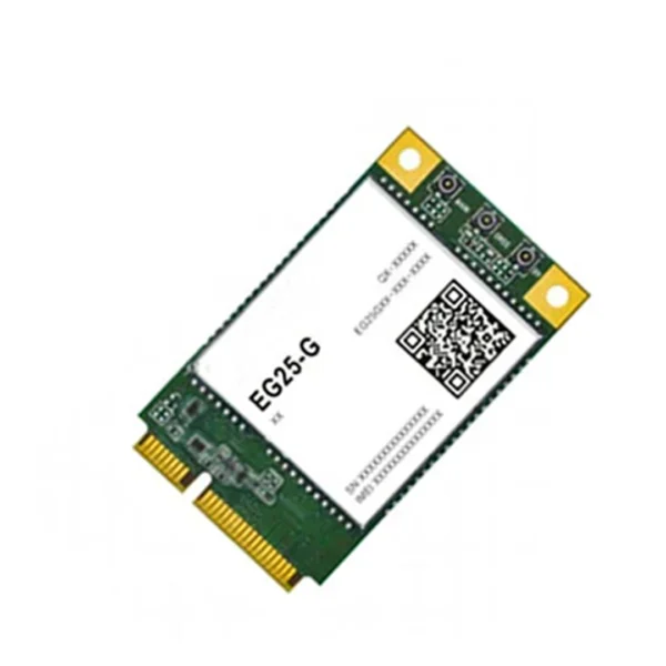 EG25-G wireless communication module with a QR code and connectors on a green circuit board.